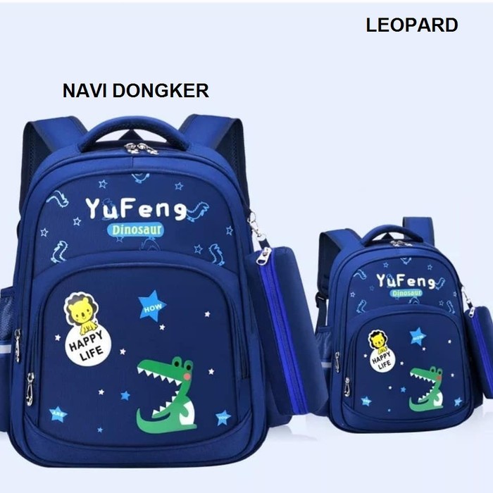 Tas Anak Tas Backpack Anak Cowok Dino 2 Navy Y9X1 Kualitas Terbaik BISA COD estetik Cantik Gendong g