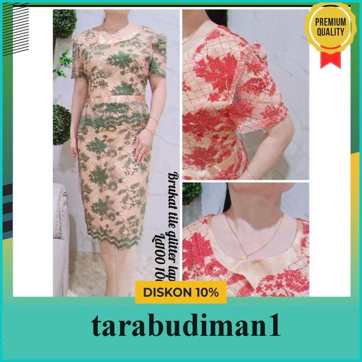 DRESS BROKAT FULL TILE LAPIS SATEN GOLD BAHAN BERKUALITAS TINGGI