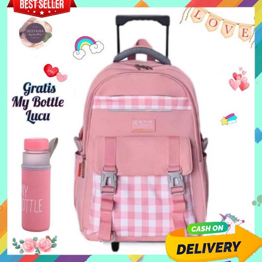 Tas Troli Anak Perempuan Tk Laki Sd Cewek Cowok Trolley Dorong Kuda Poni Serbaguna Bakpack Bonus Bot