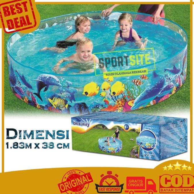 Bestway Ikan Nemo 1.83m. Kolam Renang Anak Tanpa Pompa Angin