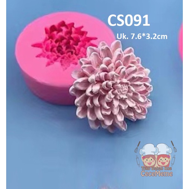Cetakan Silikon Bunga Dahlia Anemon 3D Silicone Lilin Sabun Fondant