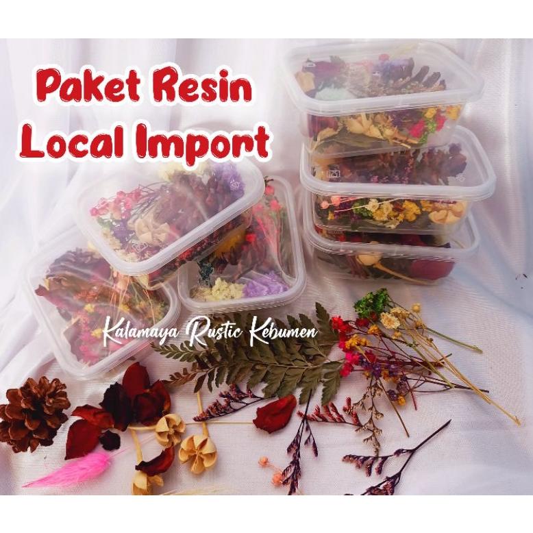 Paket Resin Local Import Daun Mawar Hiasan Buket Bunga Kering Dekorasi Rustic Mahar Craft Dried Flow