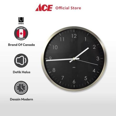 ACE - Umbra 30 Cm Jam Dinding Nikel - Hitam