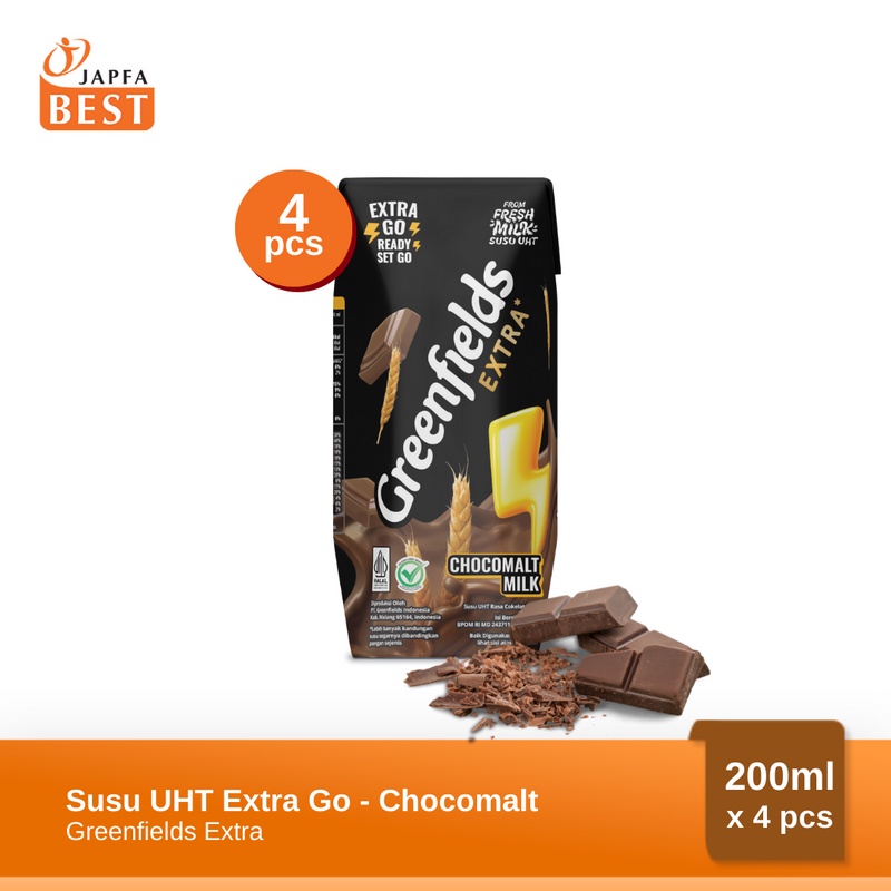 Susu Greenfields UHT Extra Go - Chocomalt 200ml - isi 4pcs