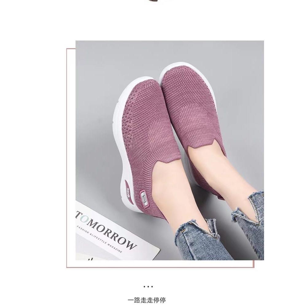 TOPGROSIR FREE BOX LV0046 Sepatu Slip On Wanita Import Sport Shoes Comfort Sepatu Wanita Rajut Sepat