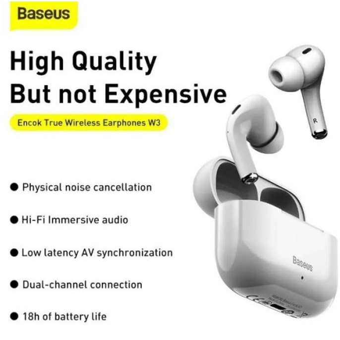 Terbaru Baseus Encok Tws W3 Noise Cancelling True Wireless Bluetooth Earphone