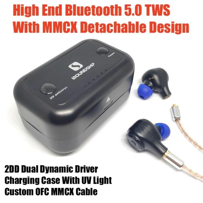 Terbaru Hifi Soundship Mmcx Detachable Bluetooth Tws Sport Earphone Wireless