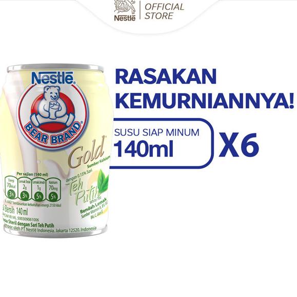 

[I8H54] BEAR BRAND Susu Kaleng White Tea Susu Steril 140ml x 6 pcs ❅Promo