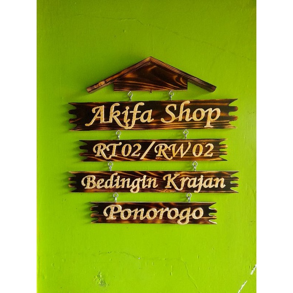 Papan Nama Ukiran kayu gantung | Hiasan pintu