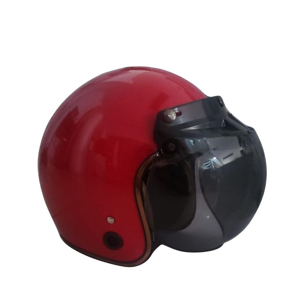 Helm Bogo / Helm Retro Hkm List Chrome Red Gold