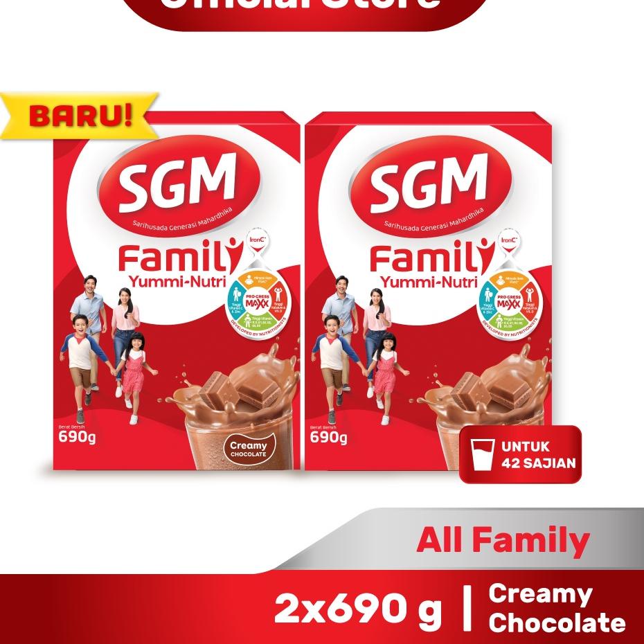 PROMO HARI INI SGM Family Yummi Nutri Creamy Chocolate Susu Keluarga 690gr x 2 