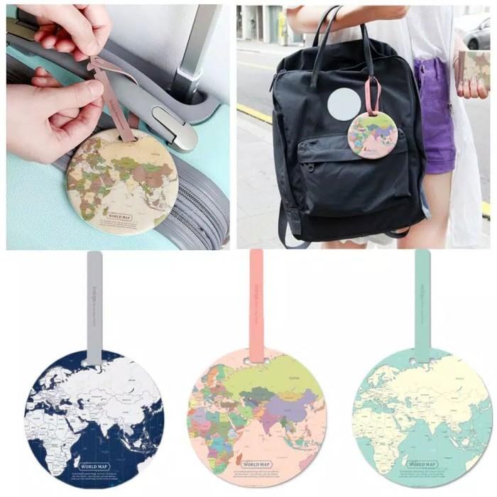 Terlaris Luggage Tag Peta Dunia - World Map / Bag Tag / Tag Koper / Label Tas