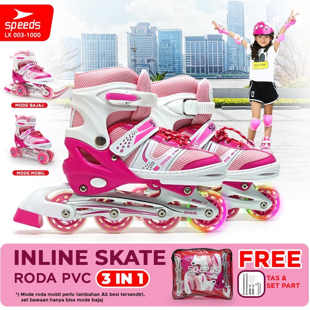 SPEEDS Sepatu Roda Dewasa Remaja Anak Inline Skate Roller Skate Laki-laki Perempuan Bajaj Skate 003-