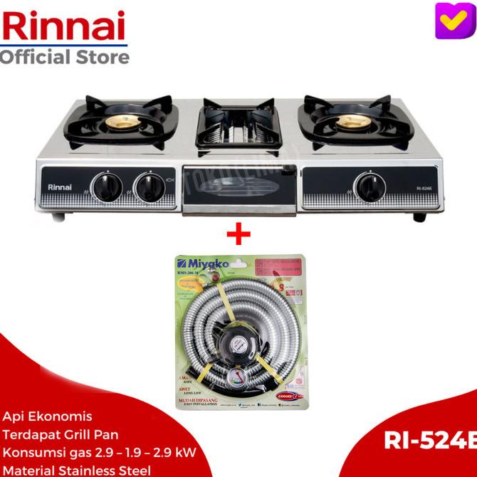 Kompor Gas 3 Tungku Rinnai RI 524 E Kompor Panggangan Rinnai 524 Grill