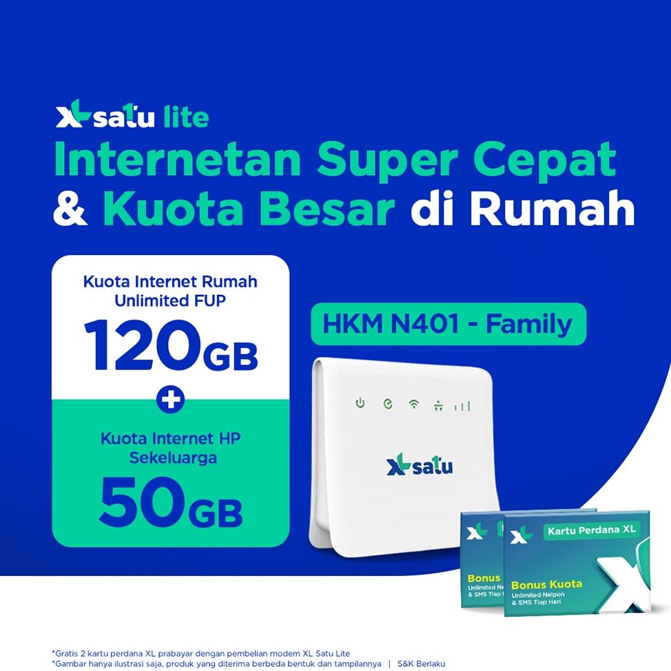 Xl Satu Lite Family - Internet Rumah Unlimited + Kuota Hp 50Gb