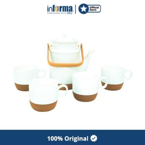 Informa - Appetite Set 5 Pcs Geneva Teko Dengan Cangkir - Putih