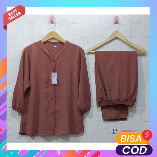 One Set Vianda Crinkle Airflow // Setelan Crinkle Airflow One Set Rayon Crinkle Airflow Setelan // S