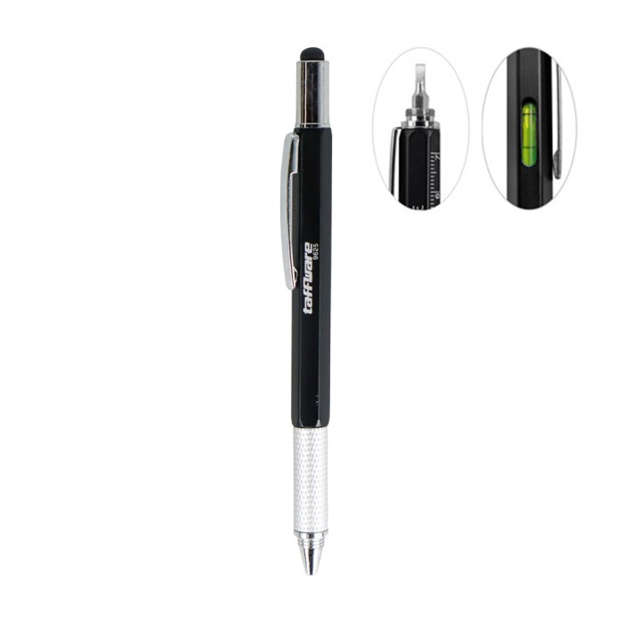 Pena Pulpen Multifungsi Plastik Stylus + Penggaris + Level + Obeng - 9625