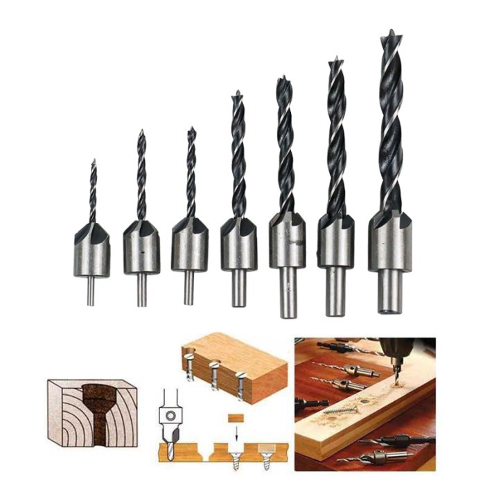 Taffware Mata Bor Drill Bit Countersink HSS 3-10mm 7 PCS - QST-K13