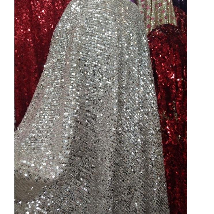 Terupdate bahan kain sequin Payet silver Produk Populer