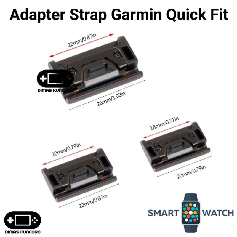 Adapter Strap Garmin quick fit foretrex 601 701 ballistic edition descent MK1 MK2 MK2i MK3i 43mm 51m
