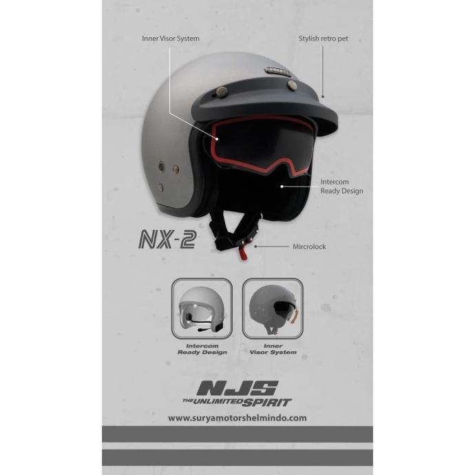 HELM NJS Retro NX-2 HELM INNER VISOR HELM ADA DUDUKAN INTERCOM