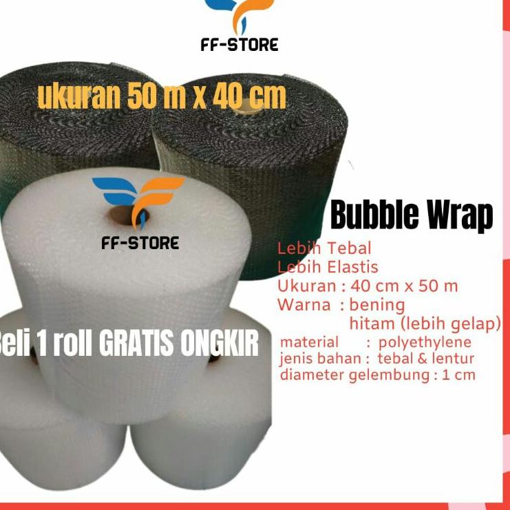 

Super Bonus Bubble Wrap 50M x 40CM Hitam Bening Putih Bandung Murah