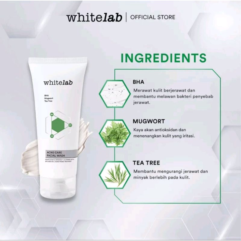 Whitelab Acne Care Facial Wash 100gr Sabun Cuci Muka Untuk Kulit Berjerawat