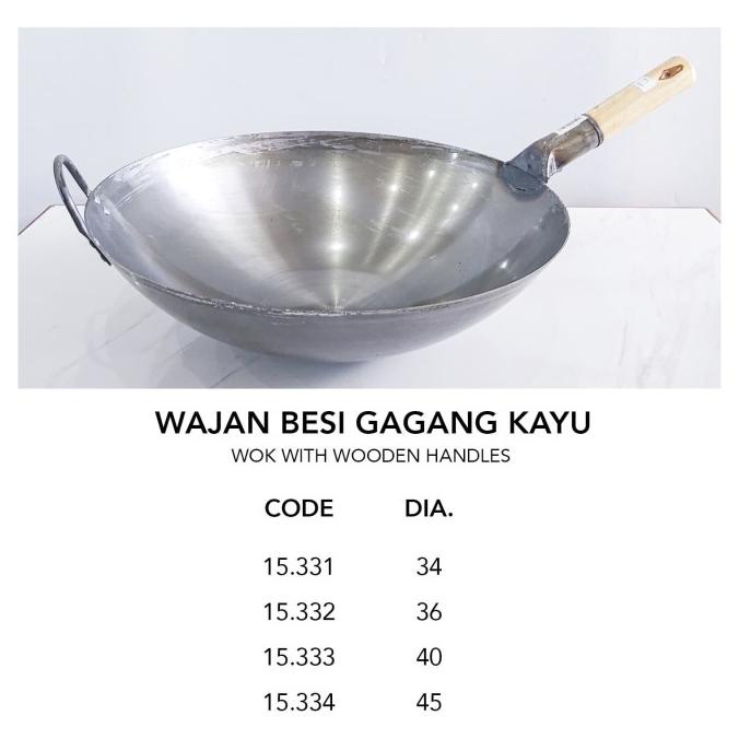 :>:>:>:>] WAJAN BESI GAGANG KAYU / CHINESE WOK / KUALI/ PENGGORENGAN