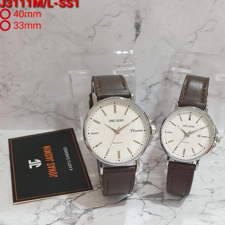 Jam Tangan Cauple Analog Jonas Jasmin JJ-3111M Original Tali Kulit Tahan Air