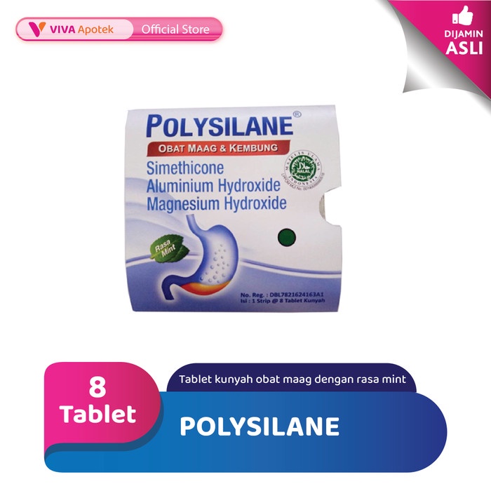 Polysilane untuk Meredakan Maag &amp; Kembung (8 Tablet)