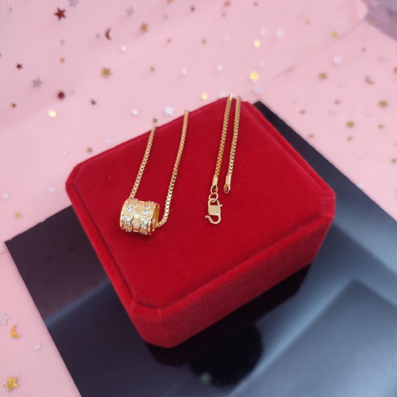 Kalung Yaxiya bulat model korea lapis emas 24k anti karat dan luntur COD