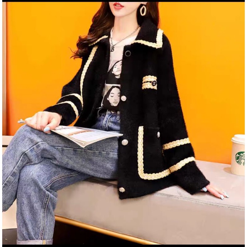 VN YEARNIN FURRY CARDIGAN OVERSIZE / KOREAN OUTER OVERSIZE JUMBO