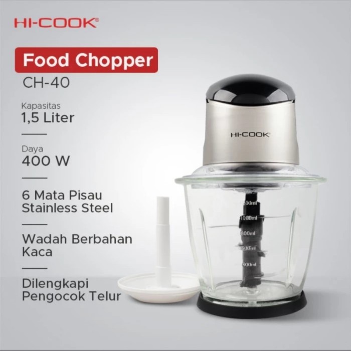 Hi Cook Chopper Ch-40 Blender/ggiling Multifungsi Tabung kaca.