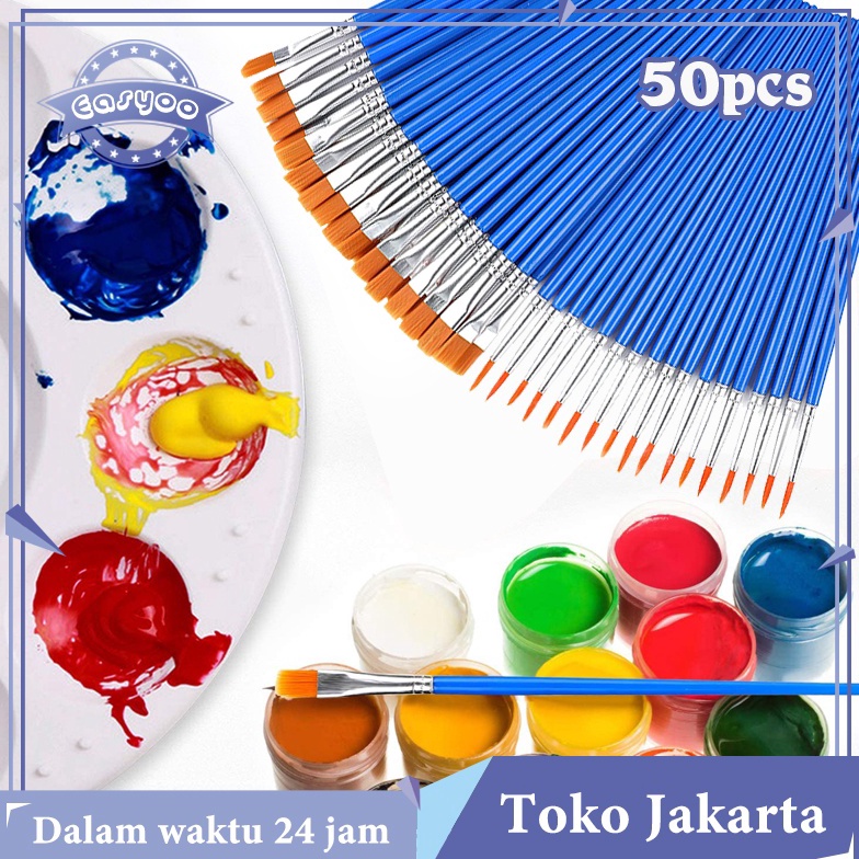 

[KODE GVRMR] 50pcs Set Kuas Lukis Lengkap Paintbrush Paint Brushes Brush Kuas Cat Air Cat Minyak Lukis