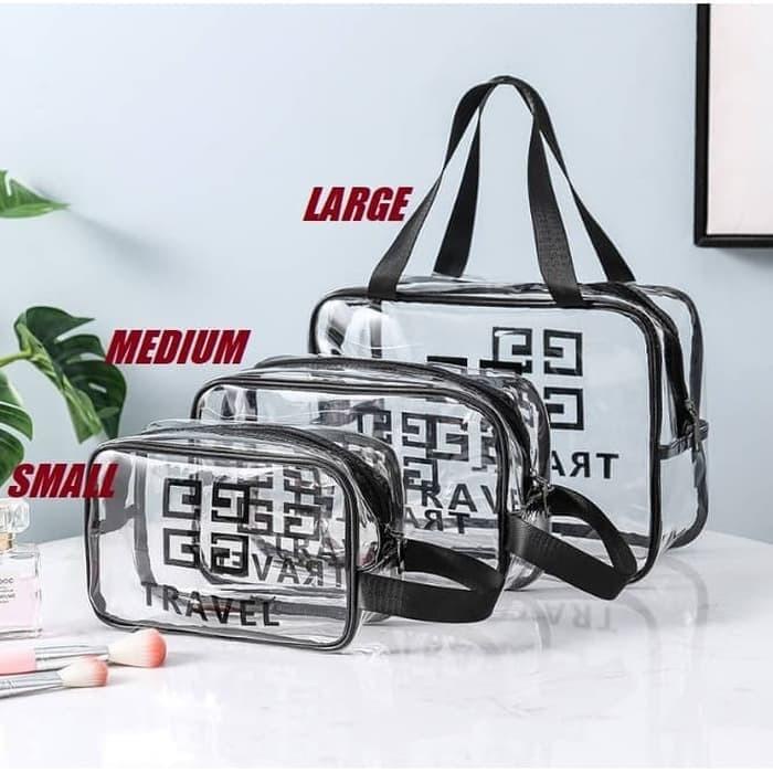 Terlaris Tas Kosmetik Transparan Plastik Mika - Tas Toilet Peralatan Mandi F397