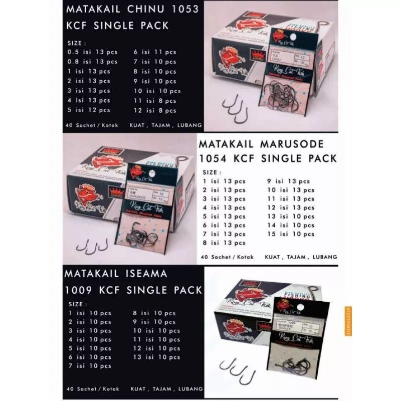 Mata Kail Pancing KING CAT FISH Chinu 1053 Iseama 1009 Marusode 1054 Uk 0.5 0.8 1 2 3 4 5 6 7 8 9 10 11 12 13 14 15 High Carbon Steel Anti Mocel