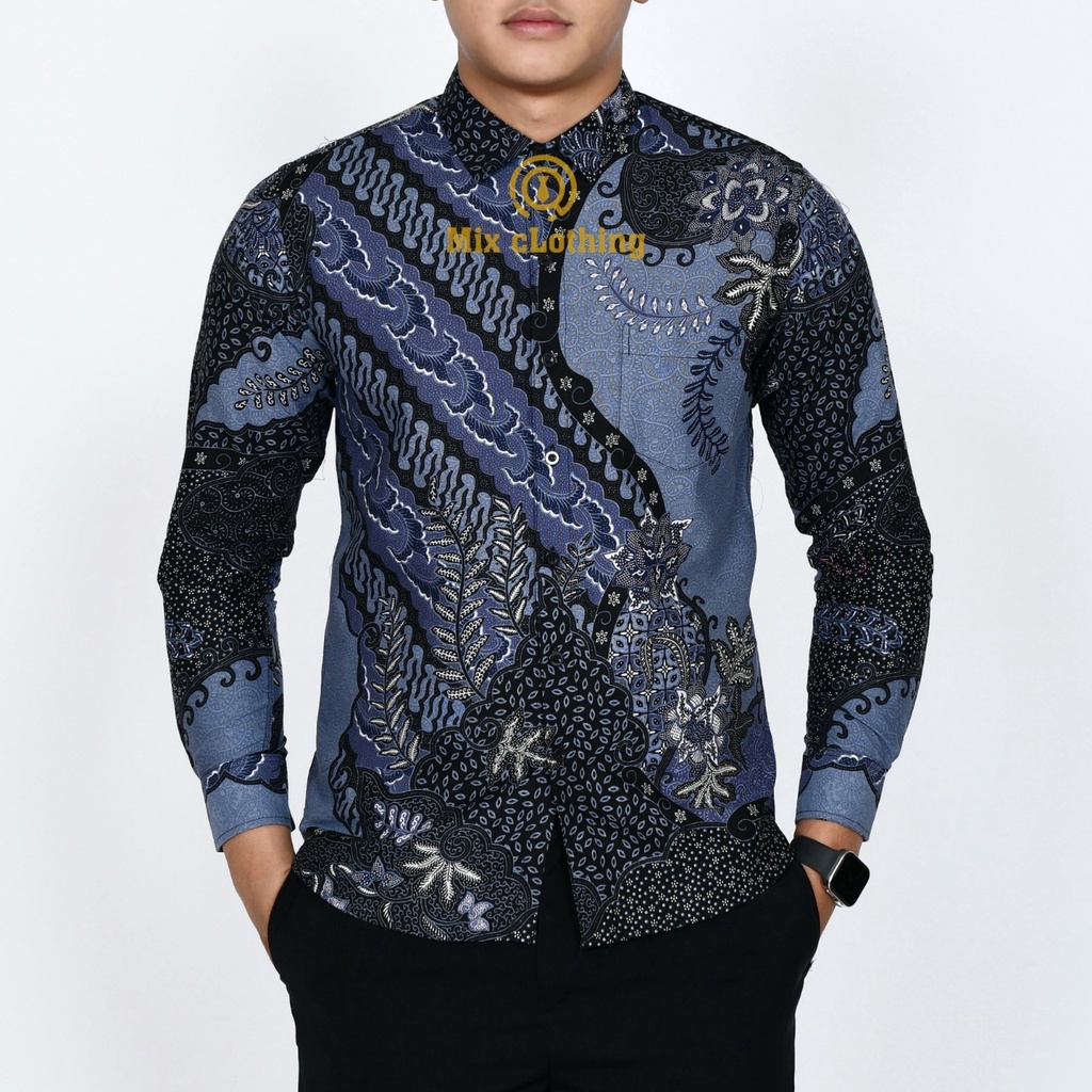 Baju Batik Pria Slimfit Kemeja Lengan Panjang Slim Premium Kode 1962