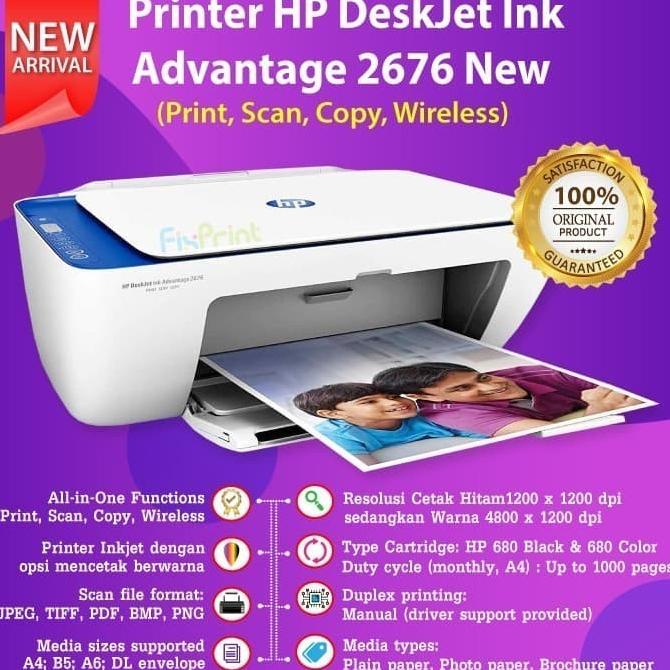 Printer Hp Deskjet Ink Advantage 2676 Printscan Copy Wifi Wireless A4 Kagura.Stuff