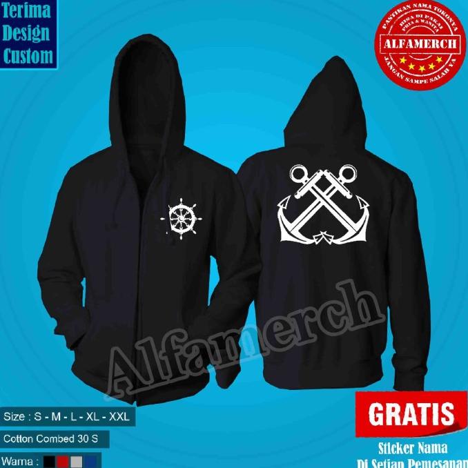 Jaket Sweater Hoodie Zipper JANGKAR PELAUT keren