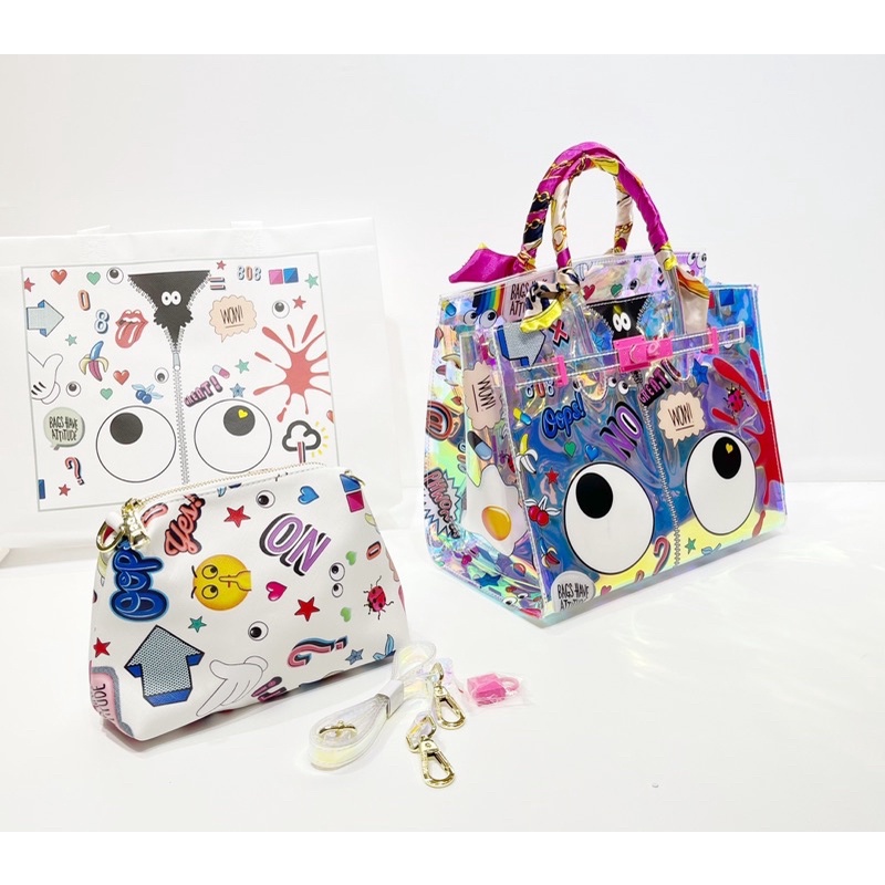 Tas Wanita Lodhye Eye Theme Printed Hologram Double Handle Big Size - SF 1831#