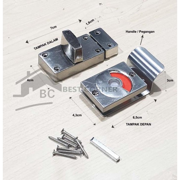 Grendel Grendel Indikator Untuk Toilet Partisi + Handle / Kunci Pintu Toilet