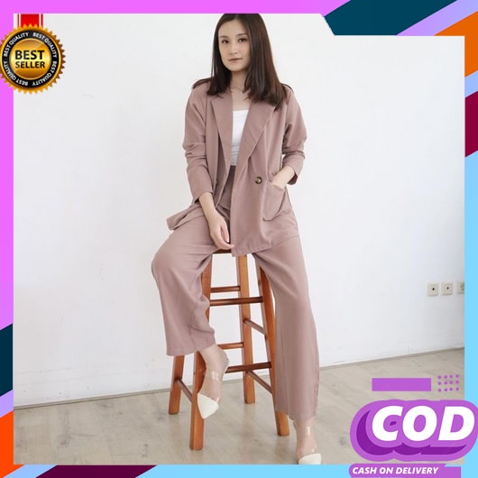 Setelan Blazer Wanita 1 Set Jumbo Import Terbaru Oneset Dewasa Kekinian Remaja Rok Baju Murah Hijab 