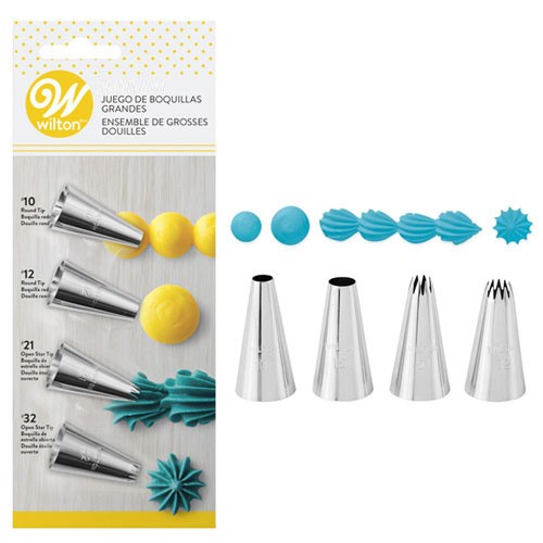 

Wilton Spuit Large Tip Decorating Set 4Pcs (Tip 10, 12, 21, 32)