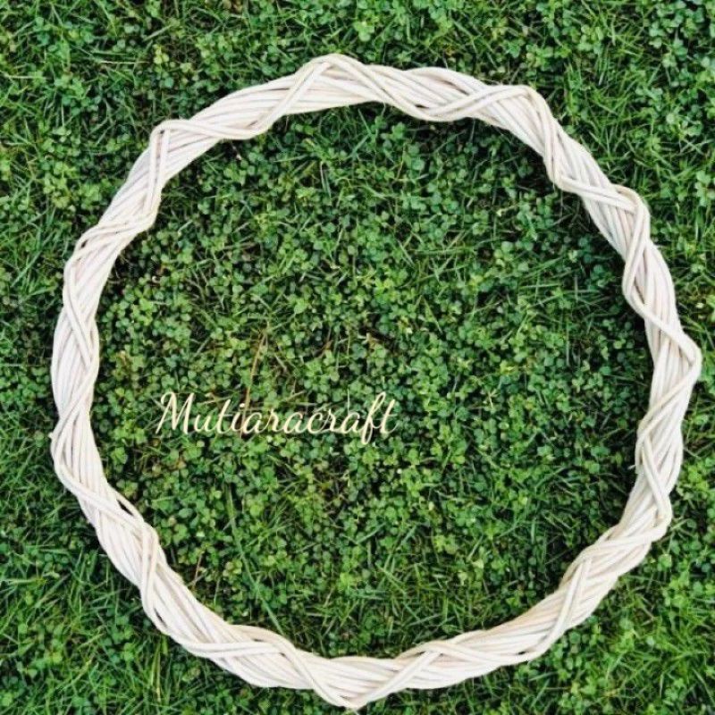 RING ROTAN ULIR WARNA PUTIH DIAMETER 50 CM RING ROTAN DEKORASI