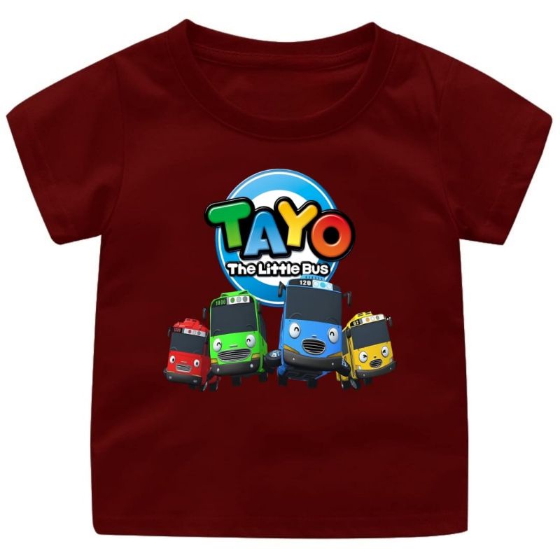 Baju Kaos Anak Laki Laki usia 1-12Tahun Gambar Bus Tayo