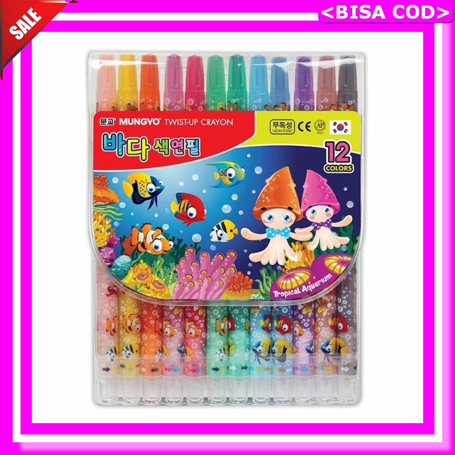 

24 Colors Krayon Minyak Oil Pastel Crayon School Oil Pastels 0862 Mungyo - Twist-Up Crayons 12 Warna