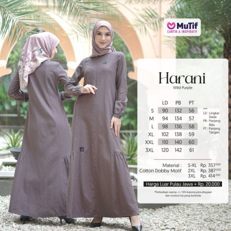 Mutif Harani Wild Grey Mutif Harano Wild Purple Baju Muslim Gamis Dress Casual Premium Terbaru Ori Lebaran 2023 Sarimbit