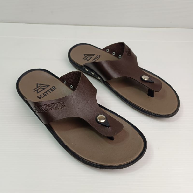 Sandal Japit Pria Simple Bahan Kulit (Dava)