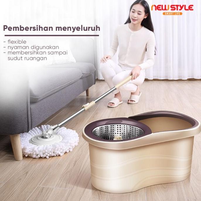 Spin Mop D15 Alat Pel Lantai Super Mop Alat Pembersih Lap Pel